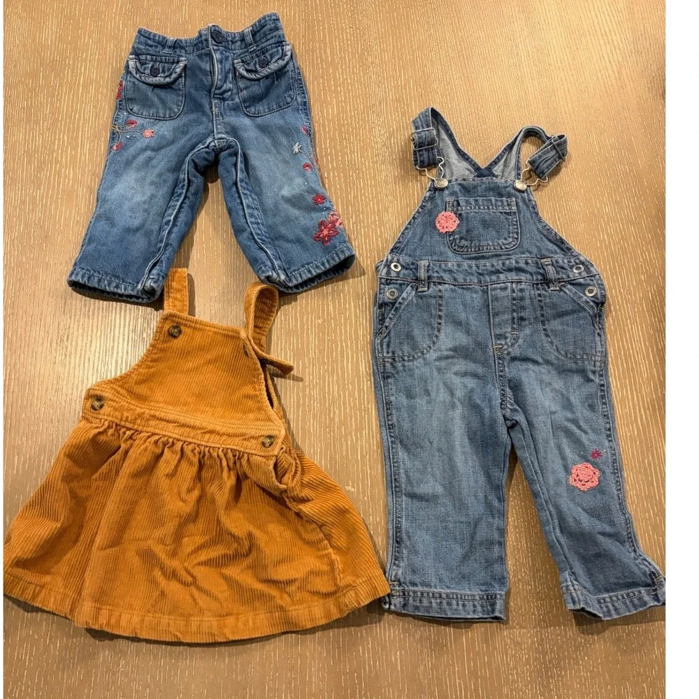 Baby Girls Denim Overalls Jeans Corduroy Jumper Lot 12-18M Carter Gap Set